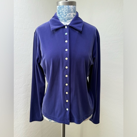 NWT Velvet Button Down Vintage Long Sleeve Blouse - Picture 1 of 5